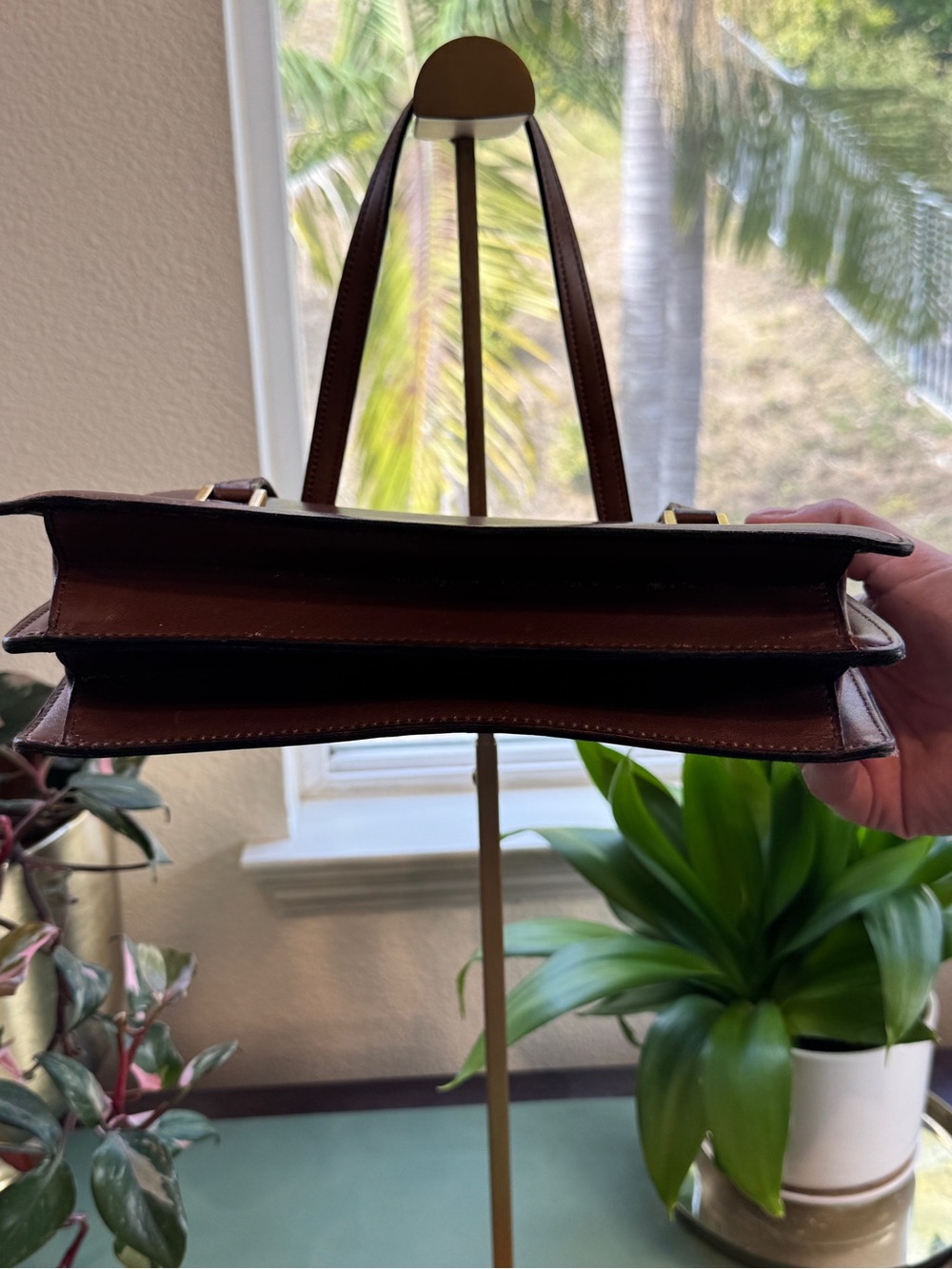 Celine Honey Brown Leather Shoulder Bag with Gold Button - Picture 10 of 15